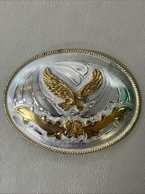 Hecho En Mexico Western Eagle Floral Oval Belt Buckle